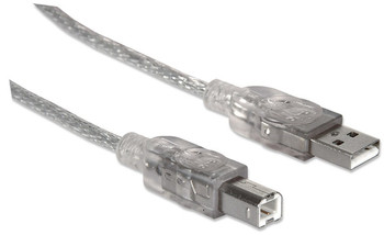 Manhattan Usb-A To Usb-B Cable 3M Male To Male Translucent Silver 480 Mbps Usb 2 340458