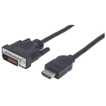 Manhattan Hdmi To Dvi-D 24+1 Cable 1.8M Male To Male Black Dual Link Compatible 372503