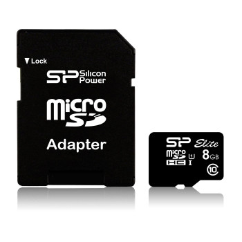 Silicon Power SP008GBSTHBU1V10SP Elite 8Gb Microsdhc Uhs-I SP008GBSTHBU1V10SP