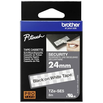 Brother TZESE5 Black on White 8M x 24mm Security Tape TZESE5