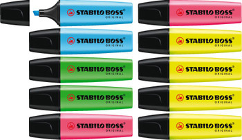 Stabilo BOSS ORIGINAL Highlighter Pack of 10 Assorted Colours BOSSHIGH10ASST