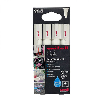 uni-ball 4 Pack Chalk Markers Medium Tip 1.8-2.5mm White 238212927