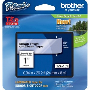 Brother P-Touch TZE151 Label Tape 25.40 Mm Width X 7.99 M Length Rectangle Therm TZE151