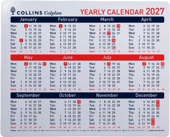 Collins Colplan Yearly Calendar 210x260mm 2027 CDS1 CDS1