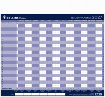 Collins Colplan Unmounted Holiday Wall Planner Poster 594x840mm 2027 CWC10-27 CWC10-27