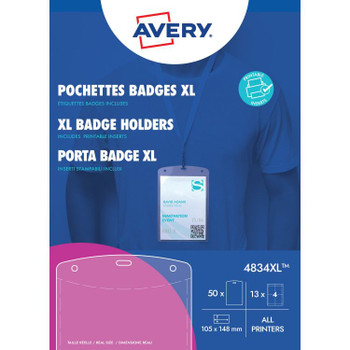 Avery 4834 Large A6 Badge Holders with Inserts AVERY4834XL