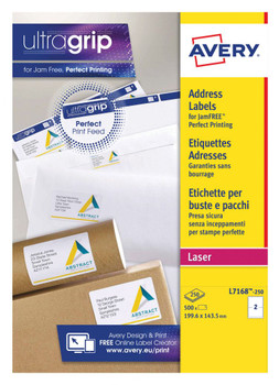 Avery L7168-250 Parcel Labels 250 sheets - 2 Labels per Sheet AVERYL7168-250