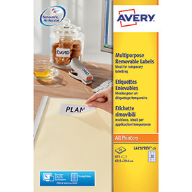 Avery L4737REV-25 Multipurpose Removable Labels 25 sheets - 27 Labels per S AVERYL4737REV-25