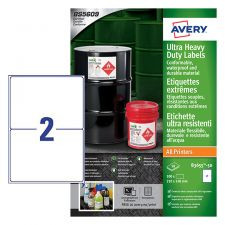 Avery B3655-50 Ultra Resistant Labels 50 sheets - 2 Labels per Sheet AVERYB365550