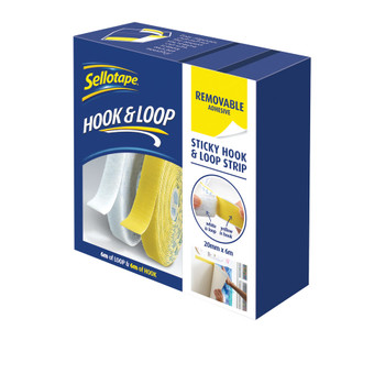 Sellotape Sticky Hook and Loop Strip Removable 6m 2055786 SE05817
