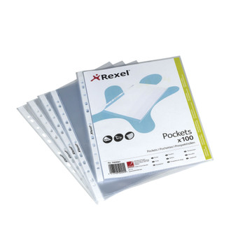 Rexel Premium Punched Pockets Top Opening A5 Pack of 100 1300063 RX52006