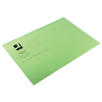 Q-Connect Square Cut Folder Lightweight 180gsm Foolscap Green Pack of 100 K KF26031