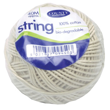 Cotton String Ball Medium 40m Biodegradable Pack of 12 C172 CTY09451