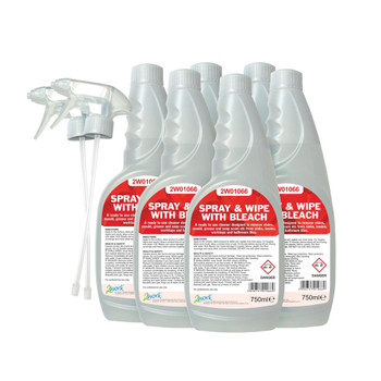 2Work Spray And Wipe With Bleach 750ml Pack of 6 256 2W07245