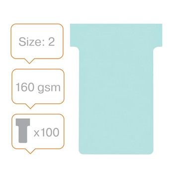 Nobo T-Cards Size 2 Pack of 100 Light Blue 2002006 2002006