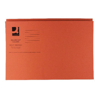 Q-Connect Square Cut Folder Mediumweight 250gsm Foolscap Orange Pack of 100 KF01188