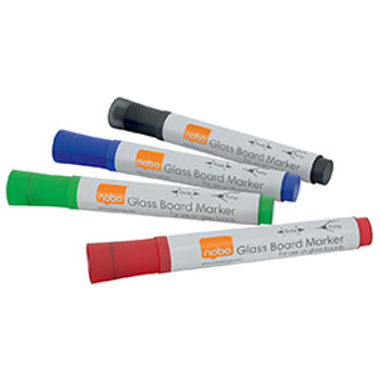 Nobo 1905324 Glass Whiteboard Markers pack of 4 1905324