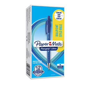 Paper Mate S0190433 Flexgrip Ultra Retractable Ball Pen 1mm Blue Ink Box of 12 S0190433