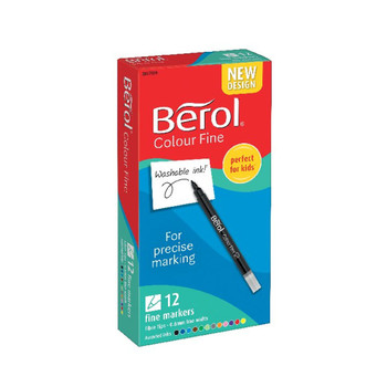 Berol Colourfine Pen Assorted Water Based Ink Pack of 12 CF12W12 S0376340 BR00006
