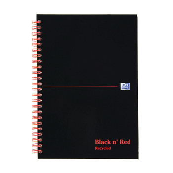 Black n' Red Recycled Ruled Wirebound Hardback Notebook A5 Pack of 5 846350 JDA67026