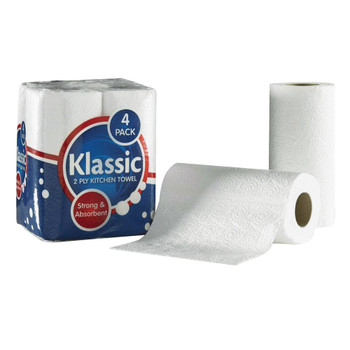 Klassic 2-Ply Kitchen Roll White 6 Packs of 4 Rolls 1105090 CPD00161