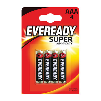 Eveready Super Heavy Duty AAA Batteries Pack of 4 RO3B4UP ER01002