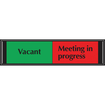 Sliding Sign Vacant/Meeting In Progress Self Adhesive 225x52mm UP20219