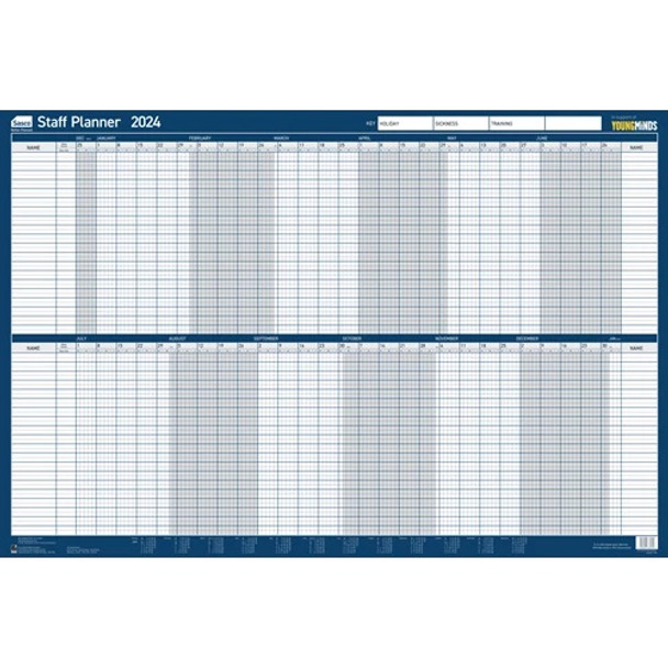 Sasco Unmounted Staff Year Wall Planner 2024 Poster (915 x 610mm) 2410229 2410229