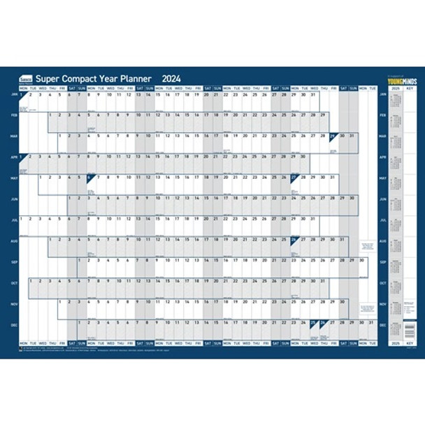 Sasco Unmounted Super Compact Wall Planner 2024 Poster (400 x 285mm) 2410217 2410217