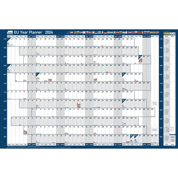 Sasco Mounted EU Year Wall Planner 2024 Board (915 x 610mm) 2410222 2410222