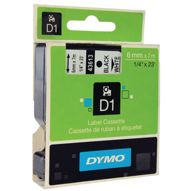 Dymo 43613 D1 LabelMaker Tape 6mm x 7m Black on White S0720780 ES43613