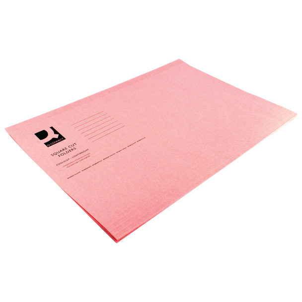 Q-Connect Square Cut Folder Lightweight 180gsm Foolscap Pink Pack of 100 KF KF26029