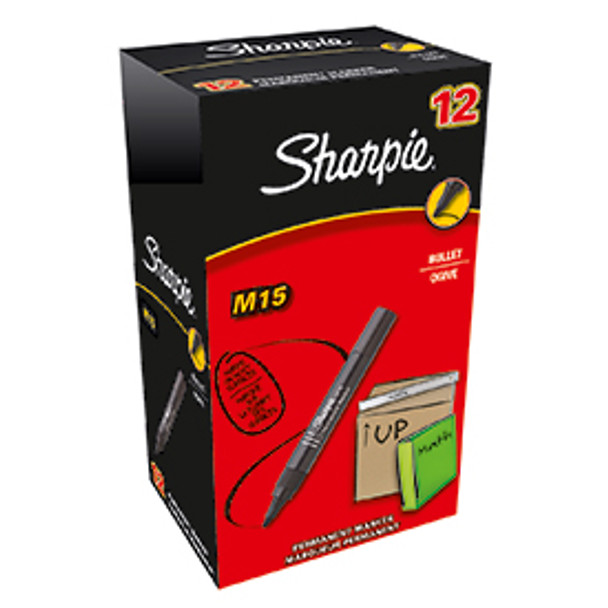 Sharpie S0192584 M15 Permanent Marker Bullet Tip Black Box of 12 S0192584