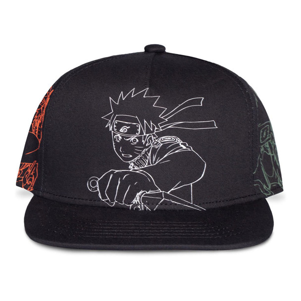 Naruto Shippuden Characters Line Art Snapback Baseball Cap Black NH588486NRT