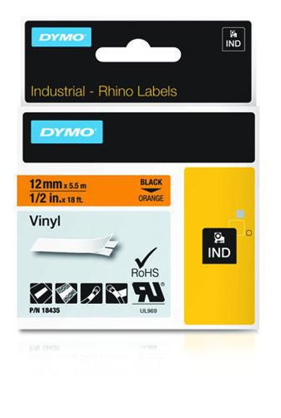 DYMO 18435 18435 12mm Orange Vinyl Tape 18435
