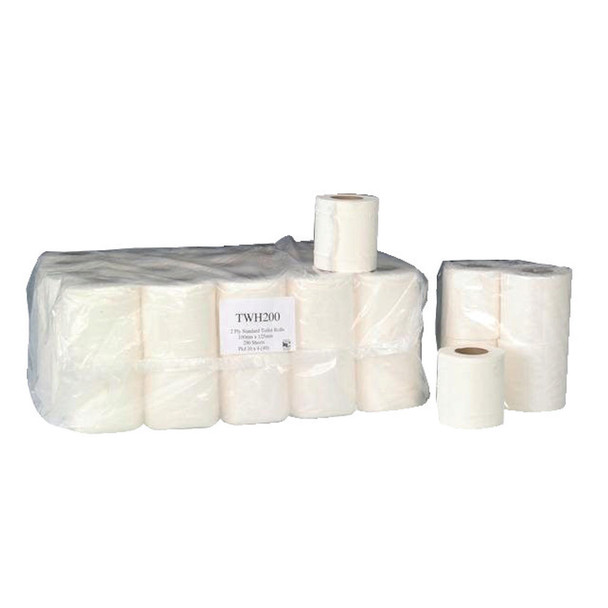 2-Ply White 200 Sheet Toilet Roll Pack of 36 TWH200T WX00561