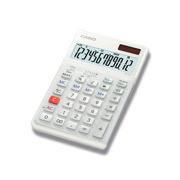 Casio JE-12E 12 Digit Ergonomic Compact Desktop Calculator White JE-12E-WE CS61463