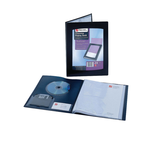 Rexel Clearview Display Book 24 Pocket A3 Black 10405BK RX10405BK