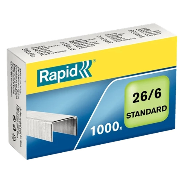 Rapid Standard Staples 26/6 Pack of 1000 24861300 24861300