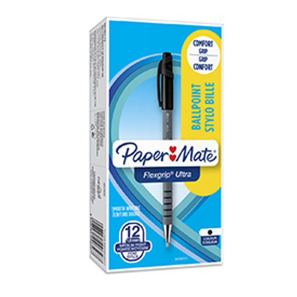 Paper Mate S0190113 Flexgrip Ultra Capped Ballpoint Pen 1mm Black Ink Box o S0190113