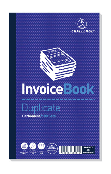 Challenge Duplicate Invoice Book 210X130mm Card Cover Without Vat 100 Sets Pack 100080526