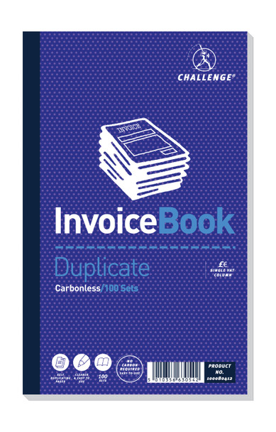 Challenge Duplicate Invoice Book 210X130mm Card Cover With Vat 100 Sets Pack 5 1 100080412