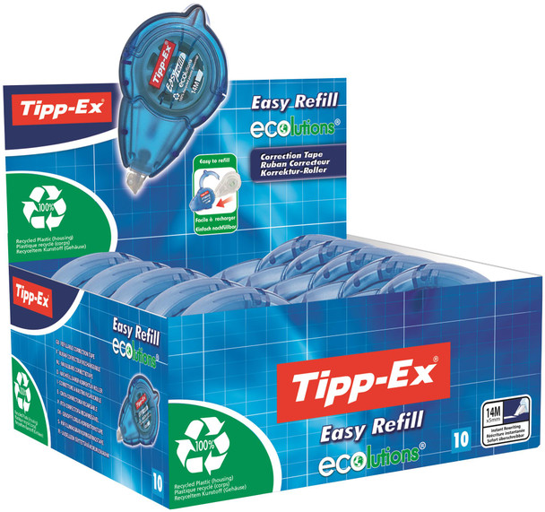 Tipp-Ex Ecolutions Easy Refill Correction Tape Roller 5Mmx14m Pack 10 87942420 8794242