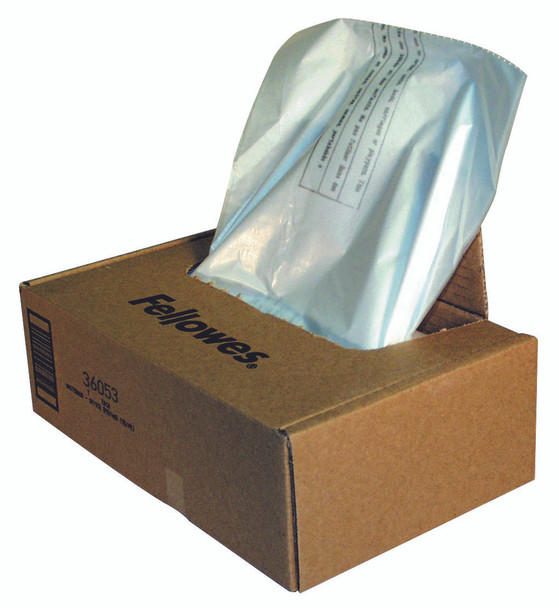 Fellowes Shredder Waste Bag 30-35 Litre Clear Pack 100 36053 36053