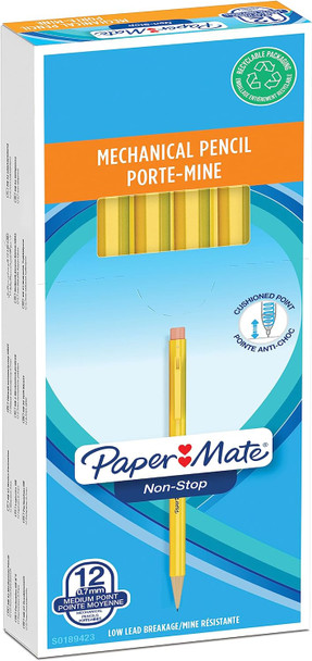 Paper Mate Non Stop Mechanical Pencil Hb 0.7Mm Lead Amber Barrel Pack 12 S0189423