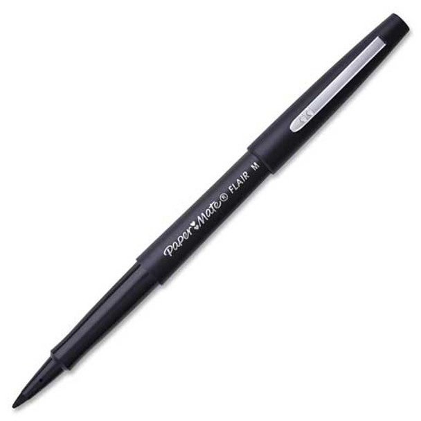 Paper Mate Flair Fibre Tip Pen Medium Point 0.7Mm Black Pack 12 S0190973 S0190973