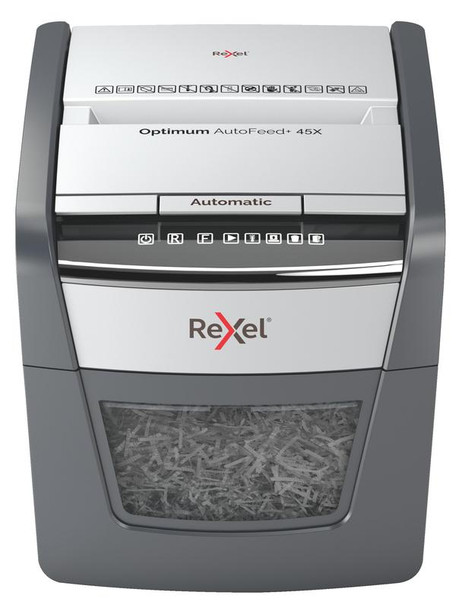Rexel Optimum Autofeed 45X Cross Cut Shredder 20 Litre 45 Sheet Automatic/6 Shee 2020045X