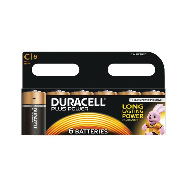 Duracell Plus C Alkaline Batteries Pack 6 MN1400B6PLUS MN1400B6PLUS