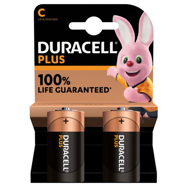 Duracell Plus C Alkaline Batteries Pack 2 MN1400B2PLUS MN1400B2PLUS