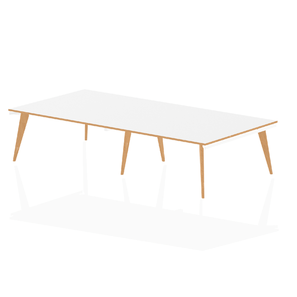 Oslo 3200Mm Rectangular Boardroom Table White Top Natural Wood Edge White Frame OSL0128